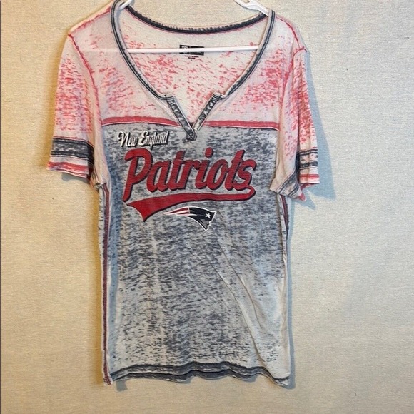 New England Patriots Womens Tunic Shirt Size Large Cotton Short Sleeve NFL Comfy - Picture 1 of 5